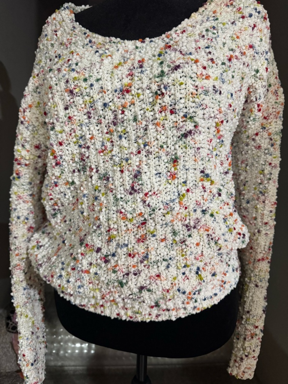 Women's Cream Speckled Knit Sweater